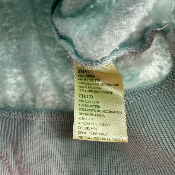 Tangerine Sz Small Sweater Blue 1/2 Zip Terry Cloth Vacation Beach Swim Pullover - Picture 4 of 4